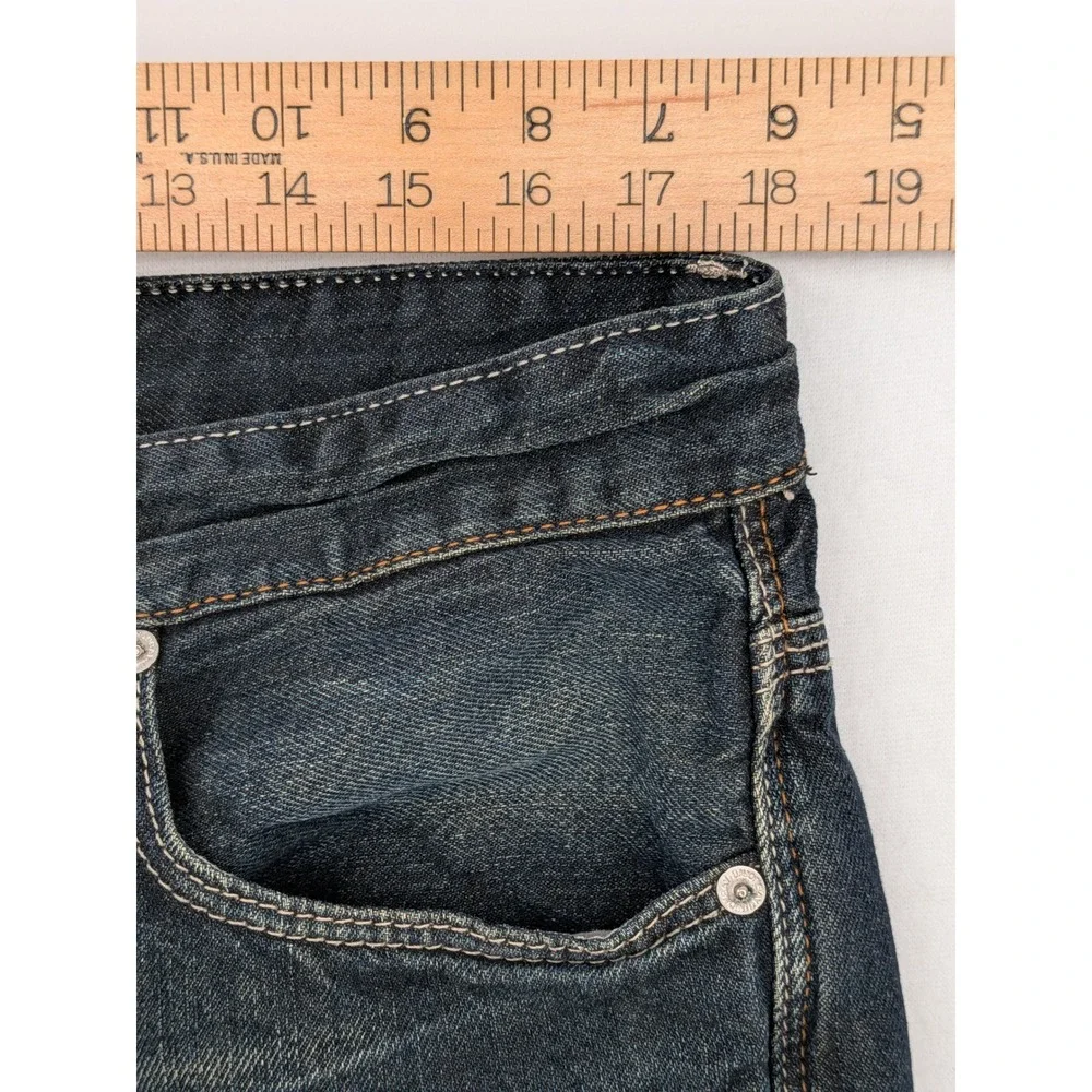 Y2K Unionbay Mens 36x32 Bootcut Jeans Dark Wash Faded Embroidered Pockets